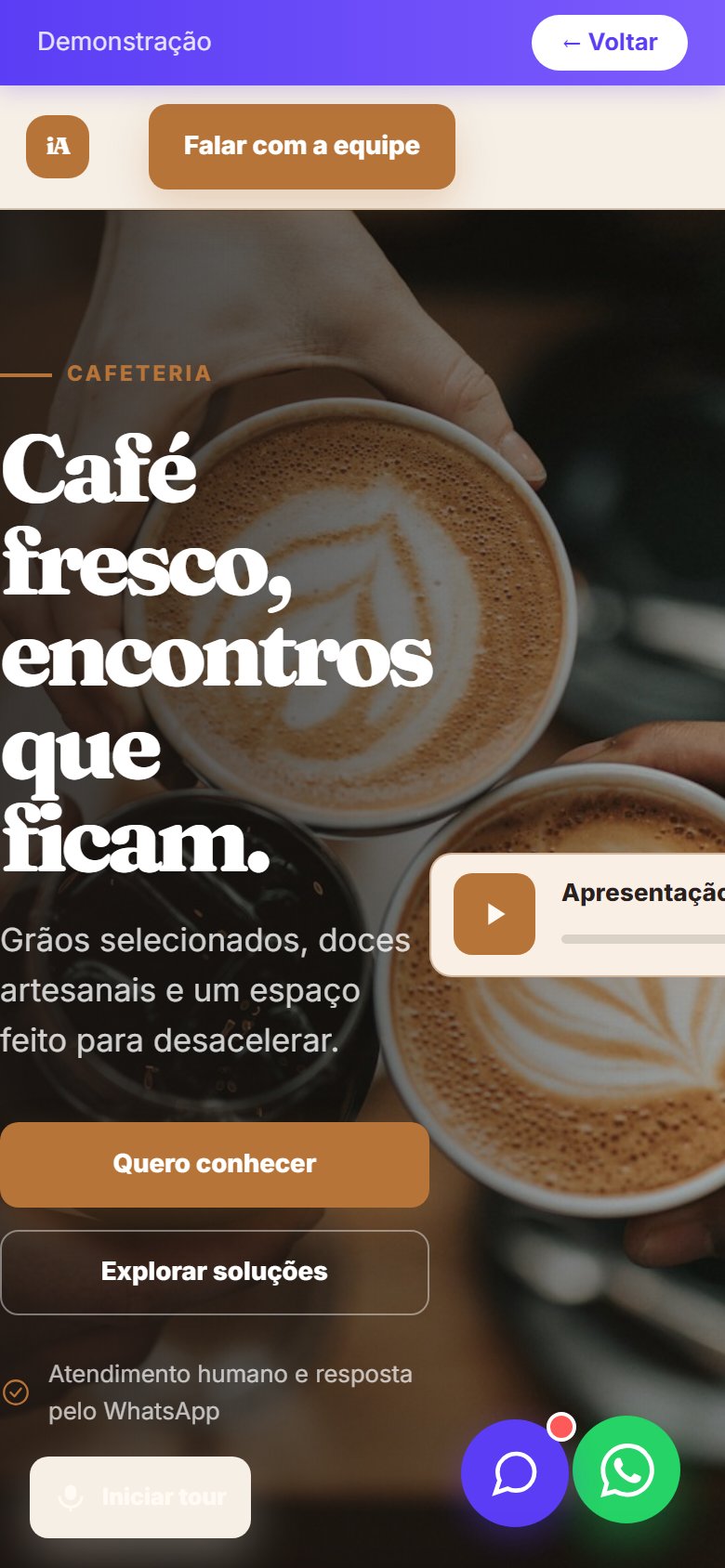 Tela do site Cafeteria em celular