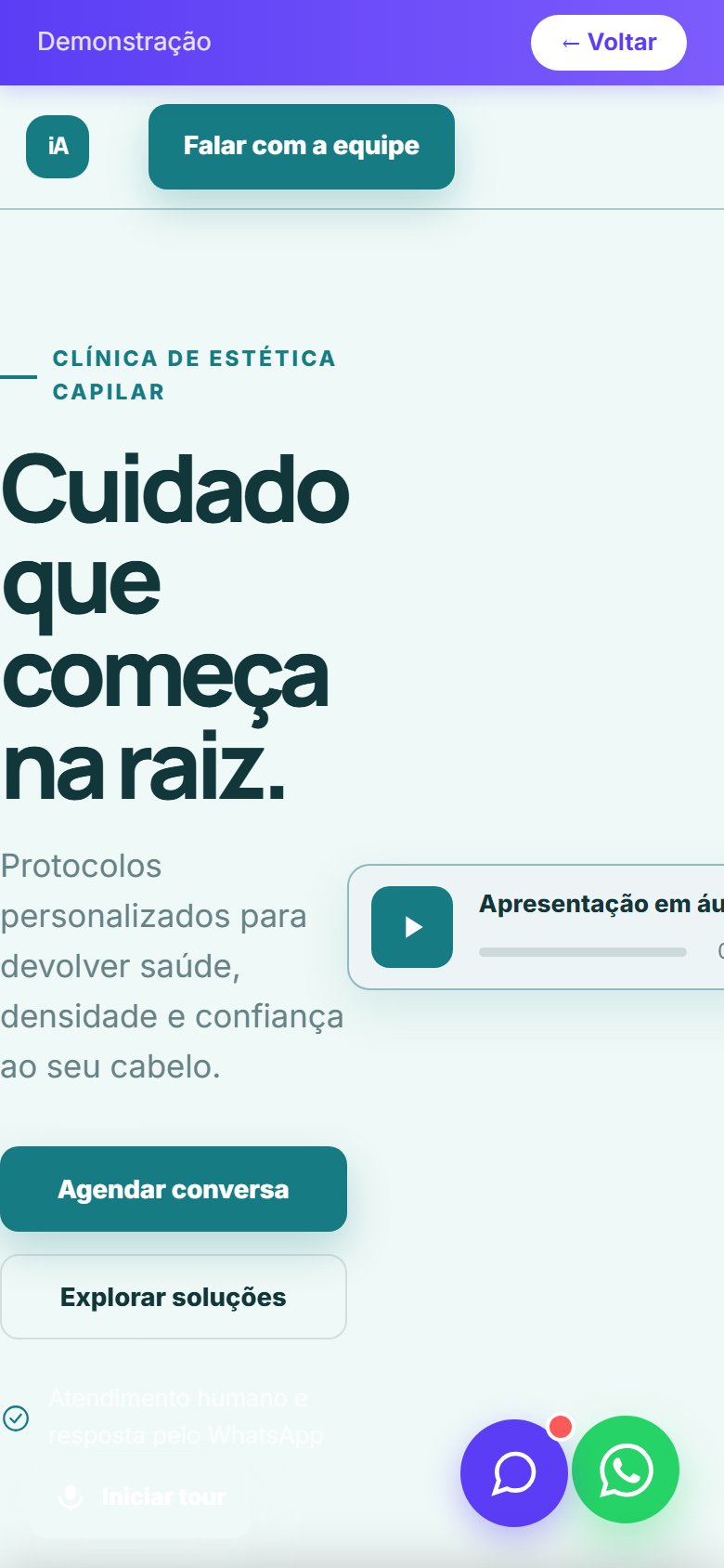 Tela do site Clínica de estética capilar em celular