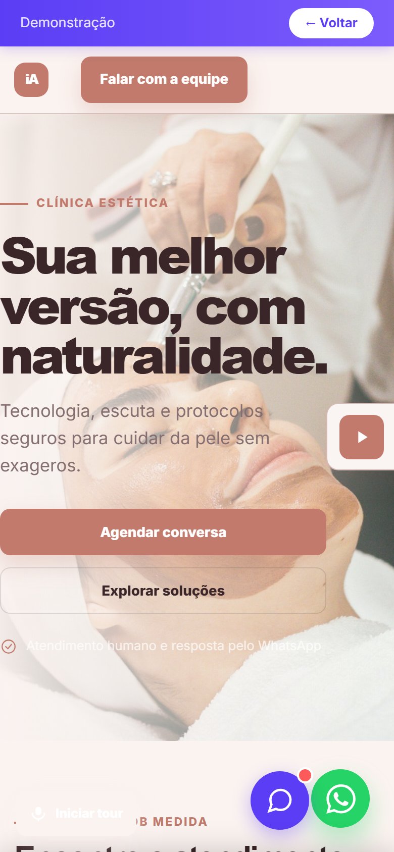 Tela do site Clínica estética em celular