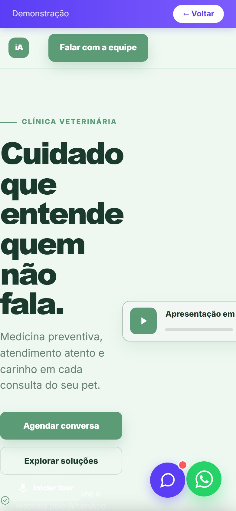 Tela do site Clínica veterinária em celular