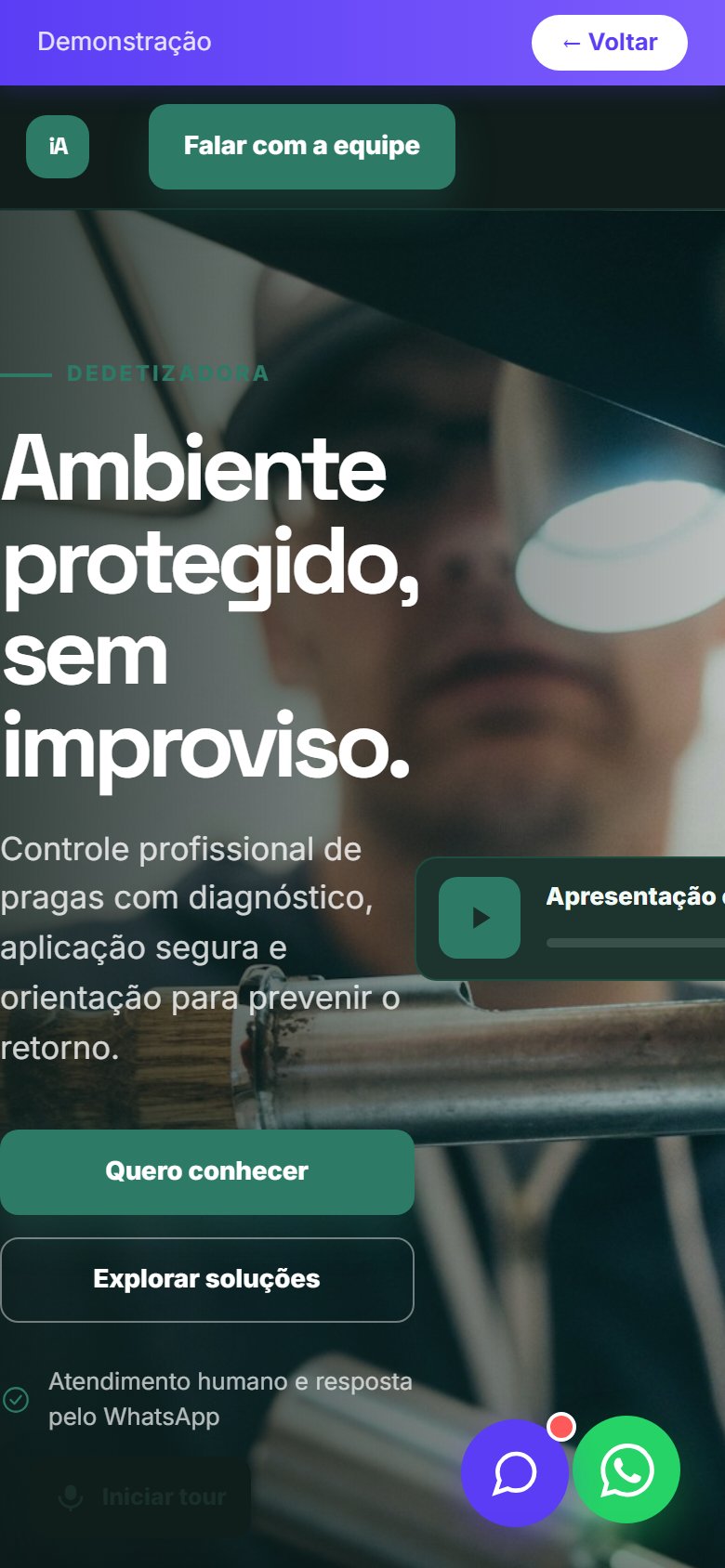 Tela do site Dedetizadora em celular