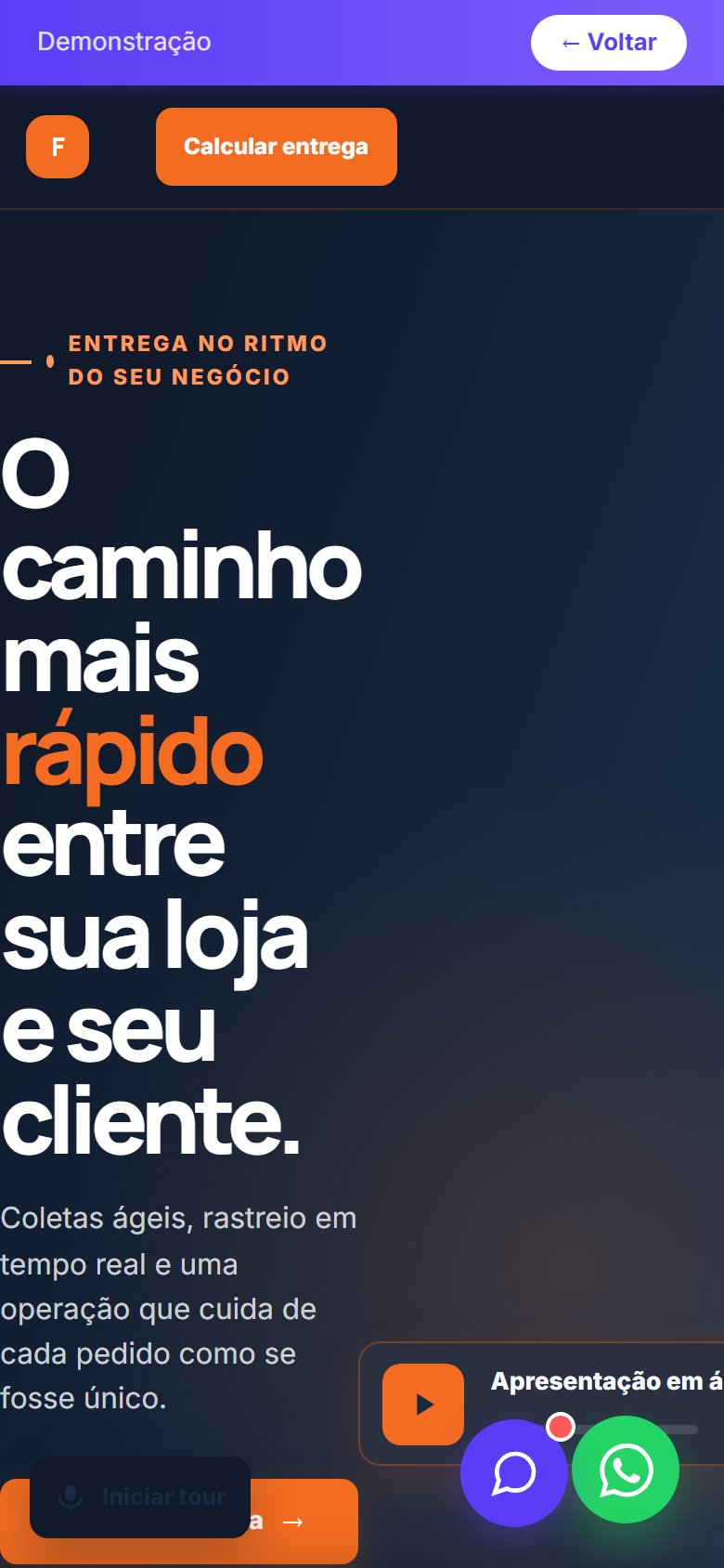 Tela do site Delivery em celular