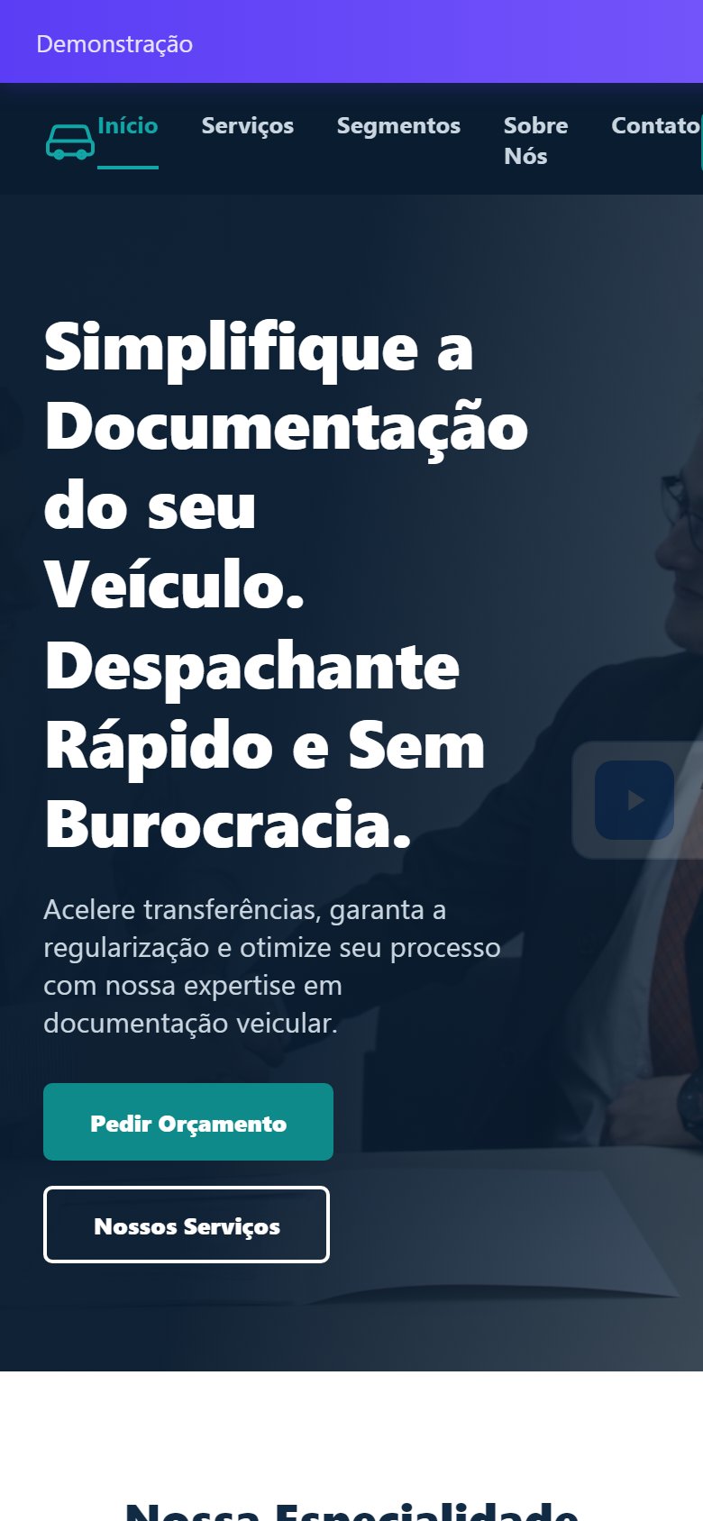Tela do site Despachante em celular