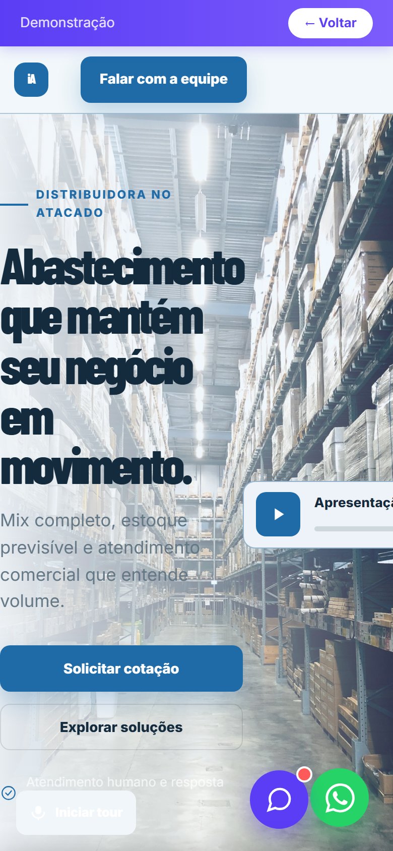 Tela do site Distribuidora/atacado em celular