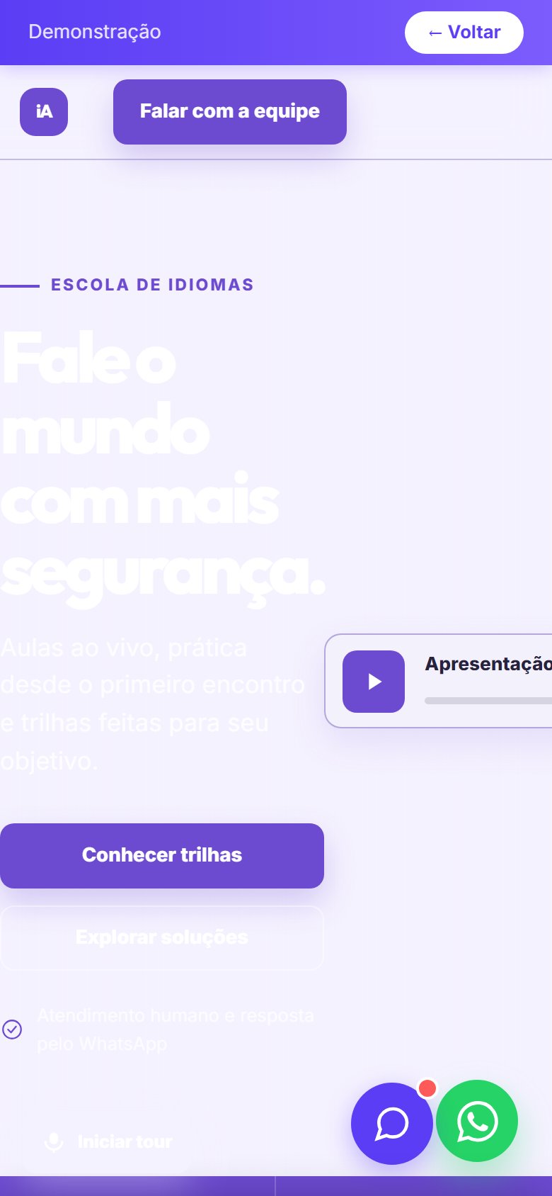 Tela do site Escola de idiomas em celular