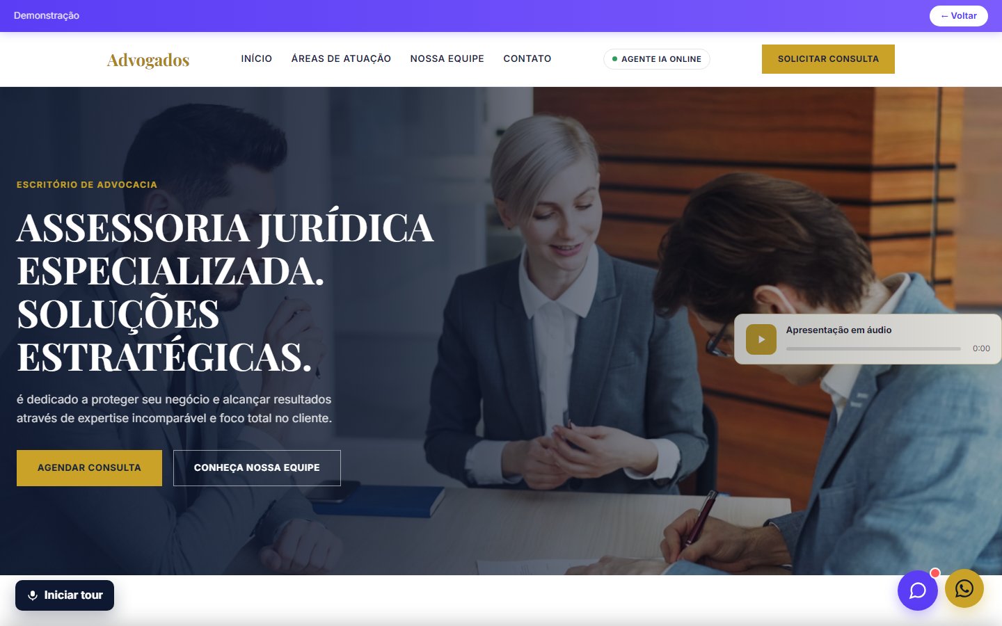 Tela do site Escritório de advocacia em desktop