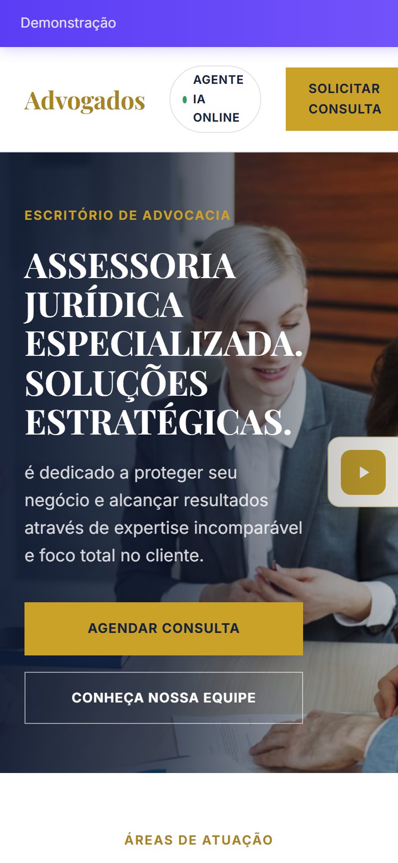 Tela do site Escritório de advocacia em celular