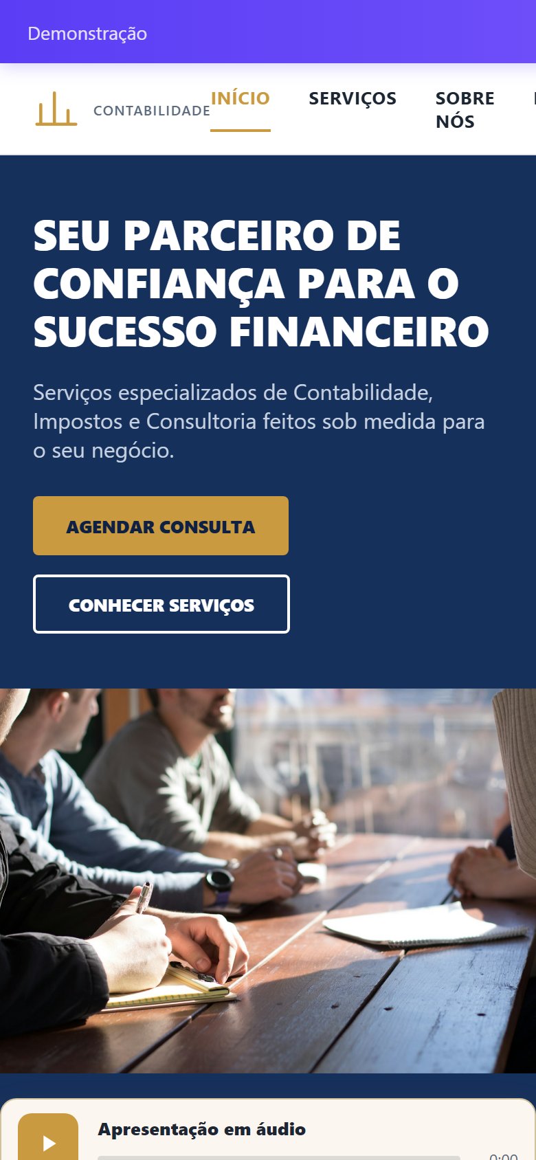 Tela do site Escritório de contabilidade em celular