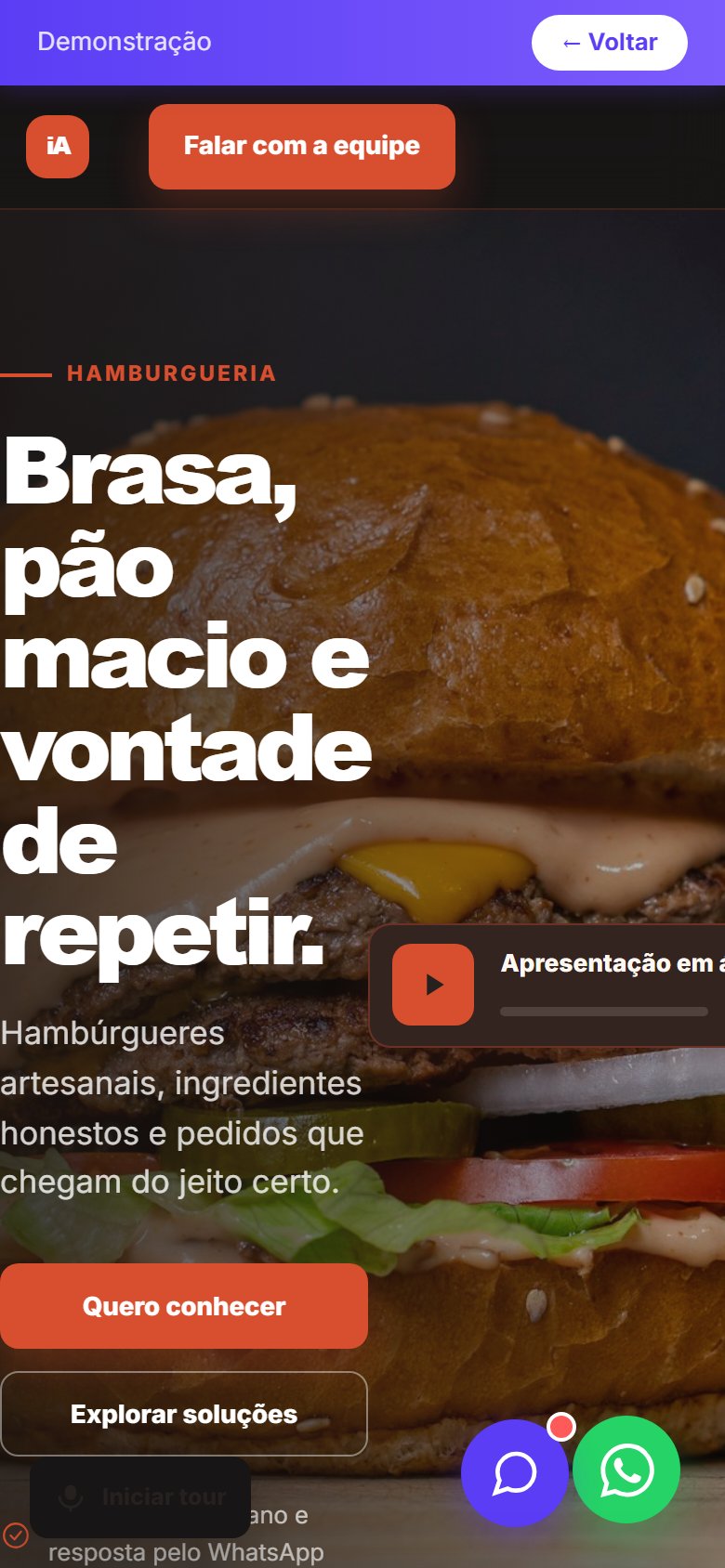 Tela do site Hamburgueria em celular