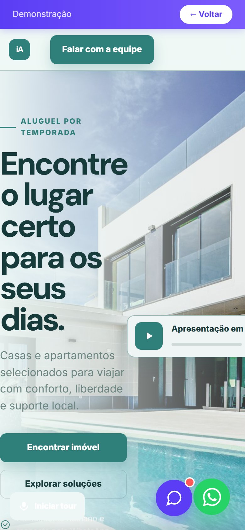 Tela do site Imobiliária (aluguel/temporada) em celular
