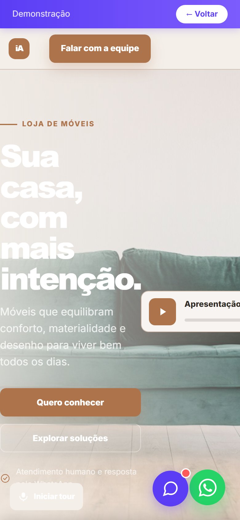 Tela do site Loja de móveis em celular