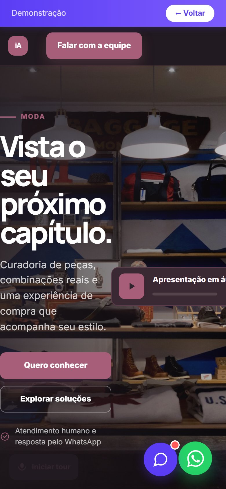 Tela do site Loja de roupas/moda em celular