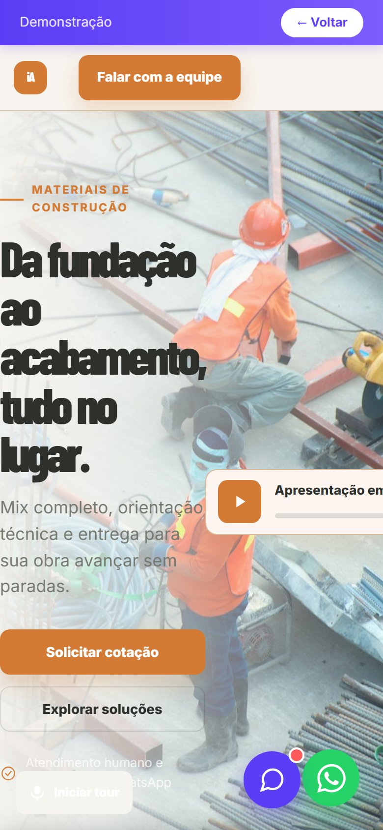 Tela do site Materiais de construção em celular