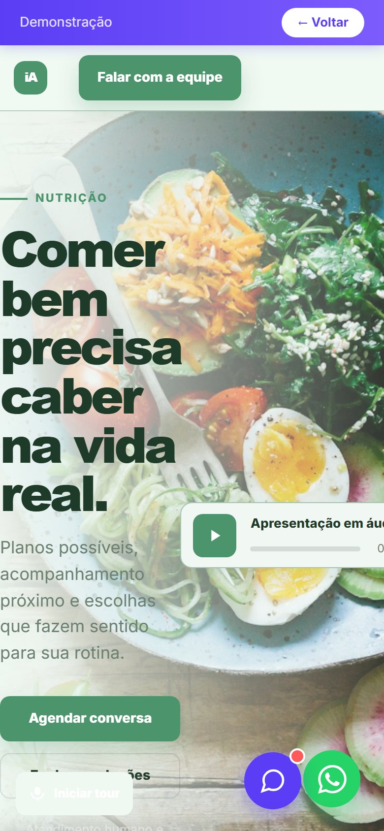Tela do site Nutricionista em celular
