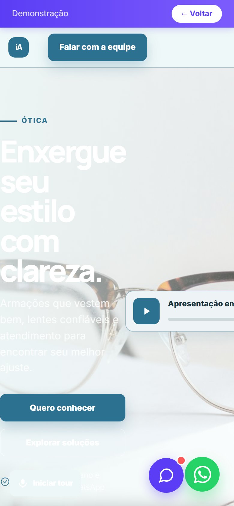 Tela do site Ótica em celular