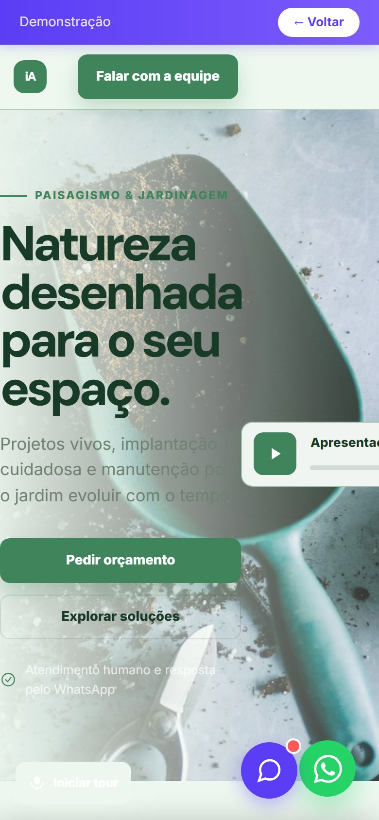 Tela do site Paisagismo/jardinagem em celular