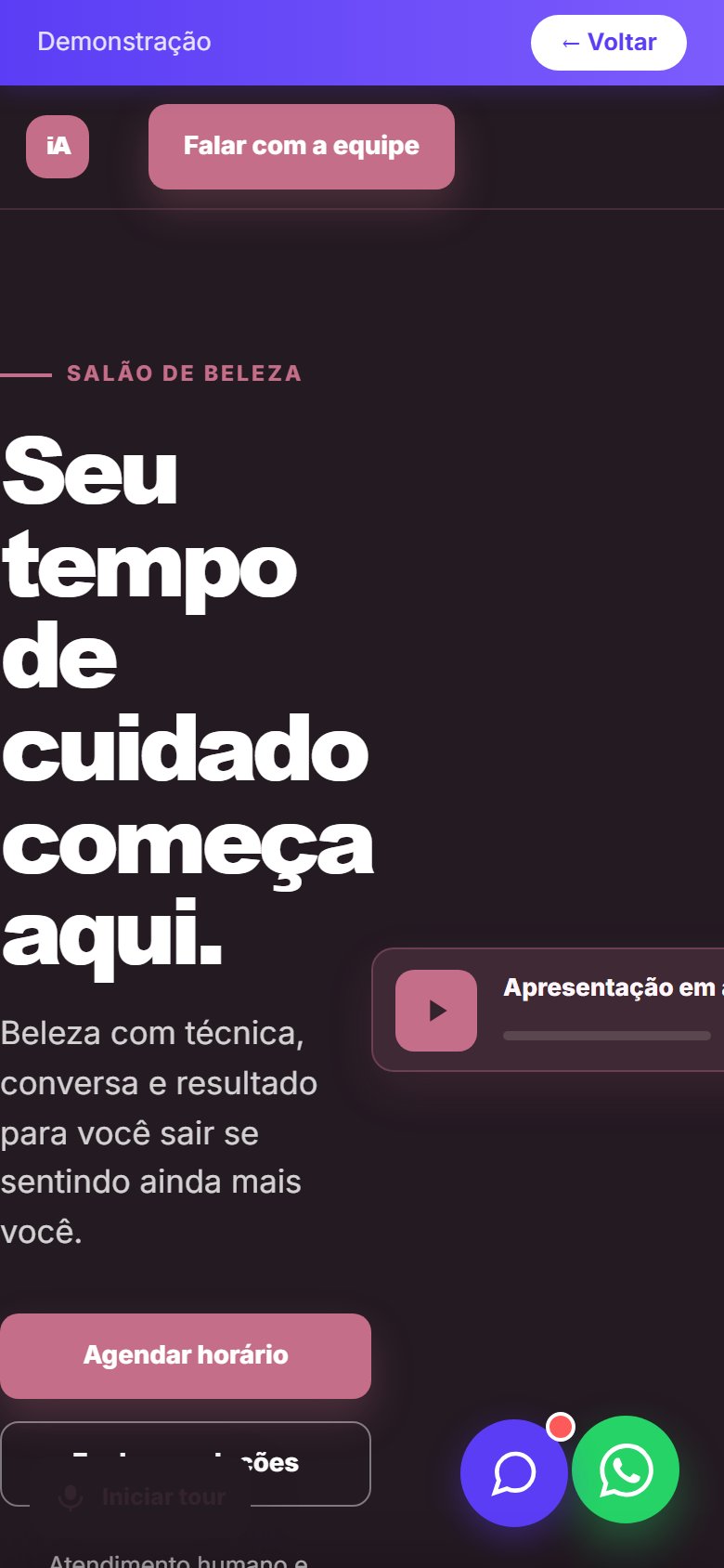 Tela do site Salão de beleza em celular